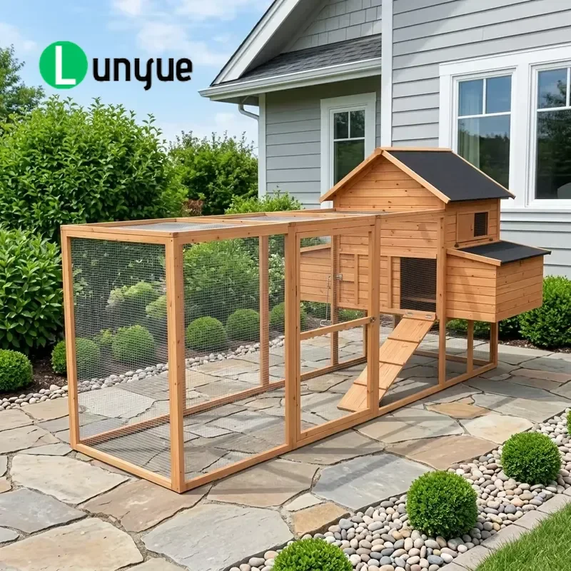 Luxury Wooden Outdoor Chicken Coop Eco Friendly Windproof Pet House for 15-20 Chickens Durable Garden Poultry Shelter