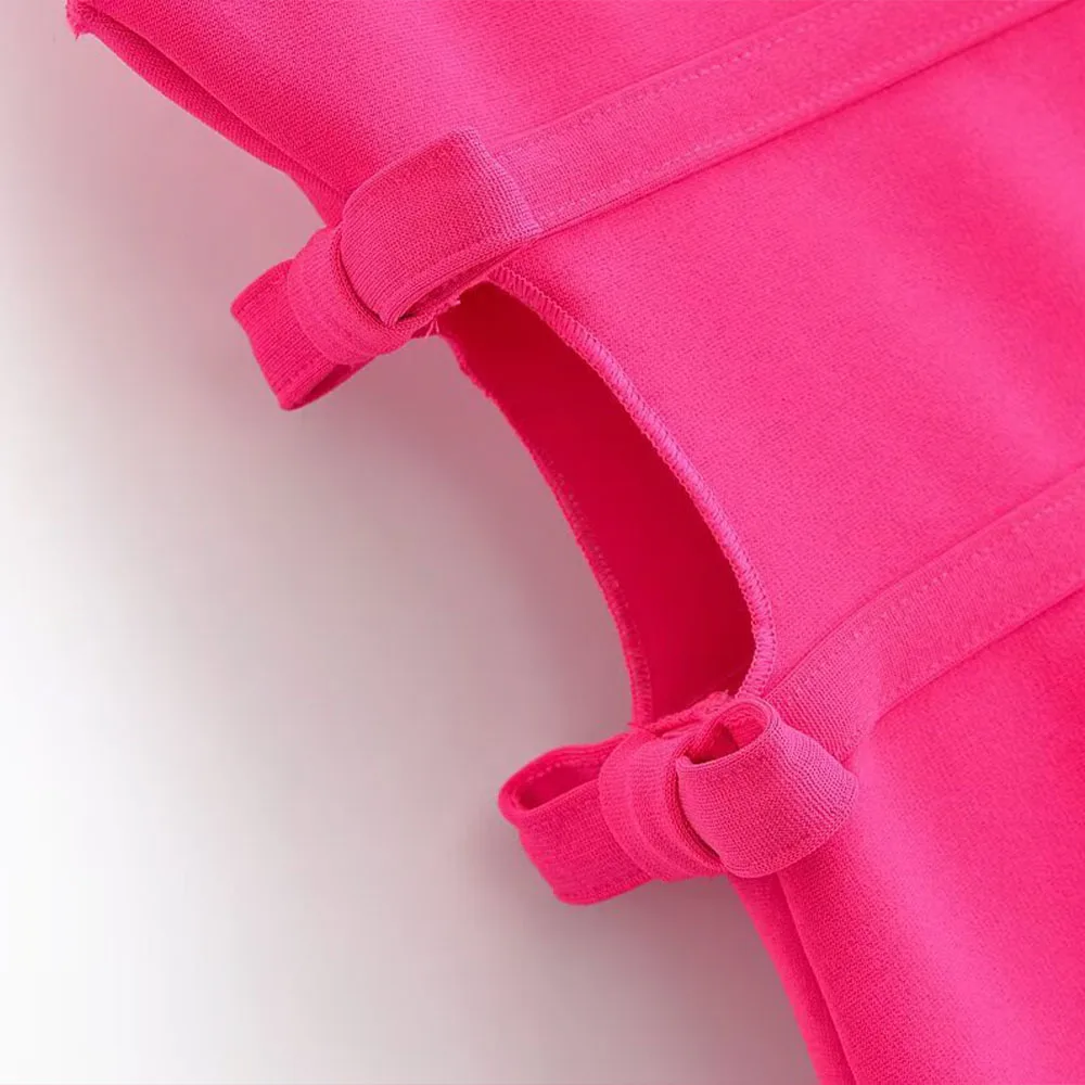 レディース シンプル オープンバック ミニドレス リボン ベルト スクエアネック セクシー ミッドウエスト ソリッドカラー Aライン ドレス 春夏新作 シック トップ