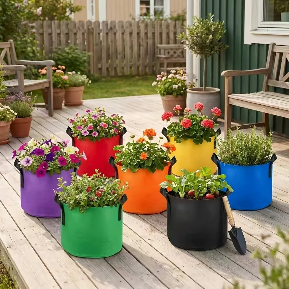 Garden Tools Thickened Grow Bags Non-Woven Foldable Fabric Pots With Handles Large Capacity Felt Grow Bags Vegetable Planting