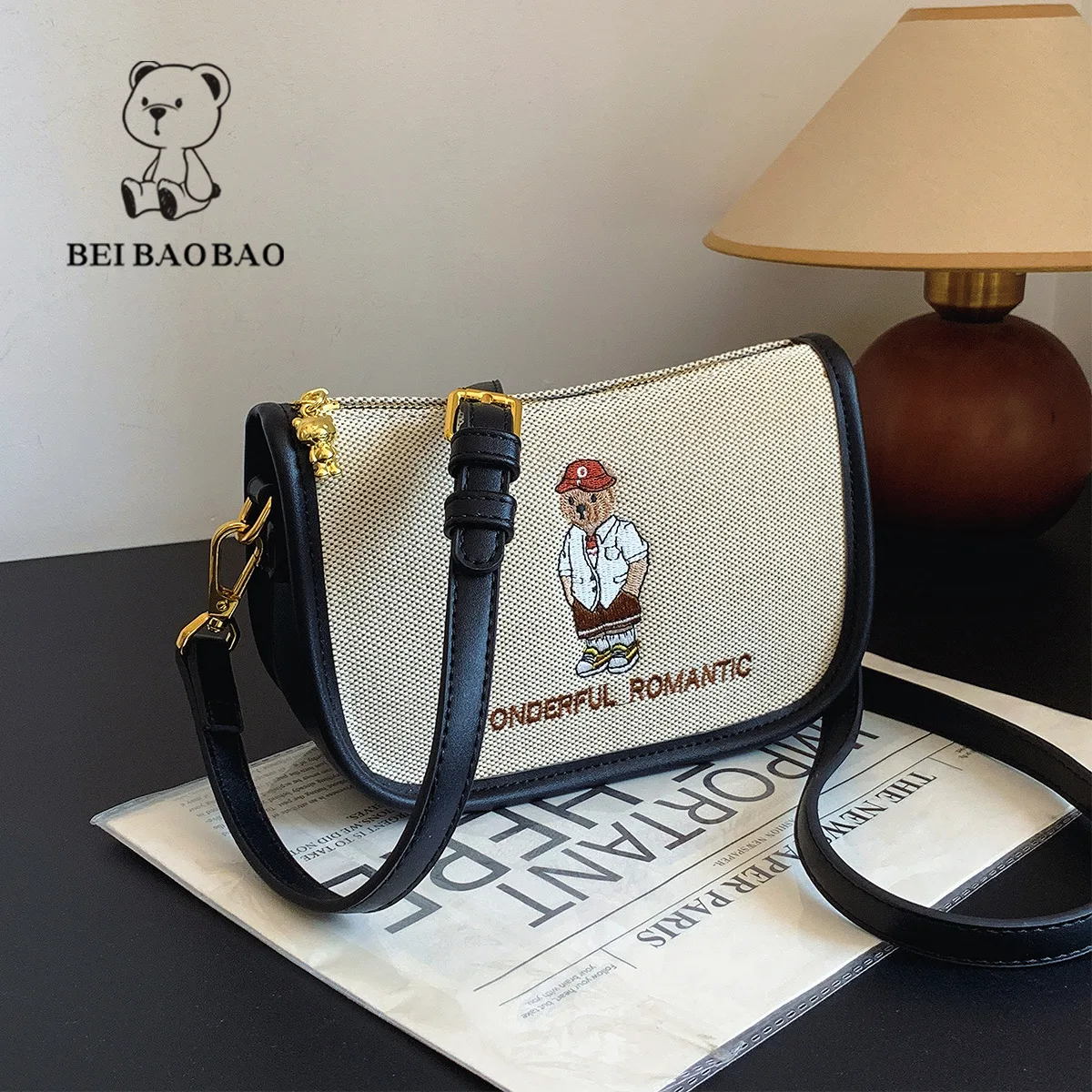 2024 New Fashionable Dumpling Bun Casual Cartoon Bear Design Sense Single Shoulder Crossbody Bag for Women