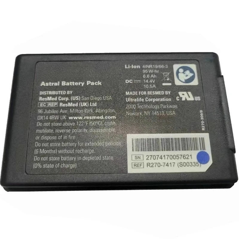 14.4 فولت 6.6Ah 10.5A بطارية طبية R270-7652 لـ ResMed Astral 150 Ventilator Ultralife بطاريات قابلة للشحن #2