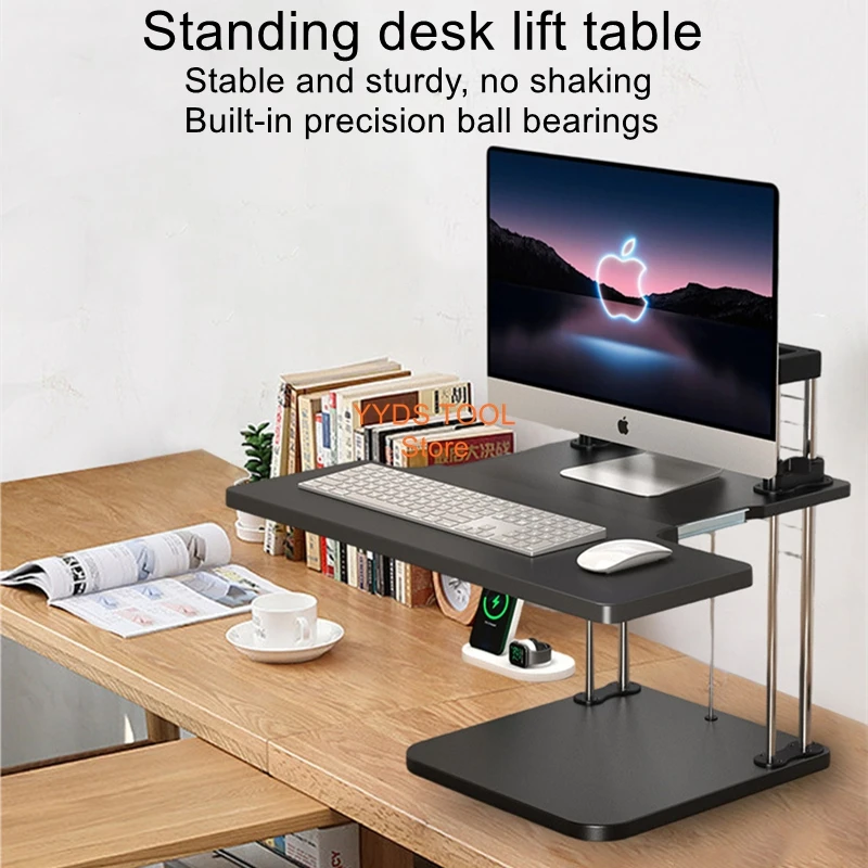Upgraded electric lift computer stand, sit-stand dual-use office desk, laptop tray, ergonomic lift table