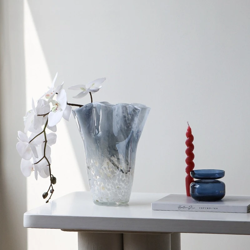 Nordic Glass Vase Senior Sense Gradient Polka Dot Vase Decoration Table Arrangement Glass Flower Ware High Appearance Level
