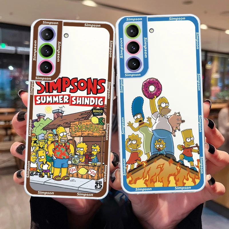 Disney Simpsons Family Cute Transparent Phone Case For Samsung S23 S22 Ultra S21 S20 FE S10 Note20 10 Plus 5G Angel Eyes