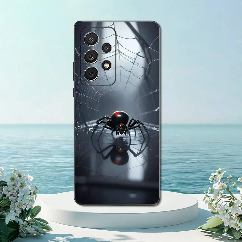 حافظة هاتف Danger Art Black Widow Spider لهاتف سامسونج S22، S21، S20، S10، S9، S25، S24، S23، Ultra، FE، Plus، Lite، غطاء أسود من السيليكون الناعم #2