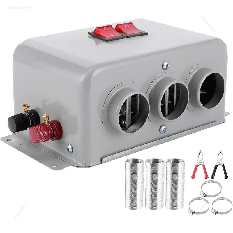 12V 24V Car Warm Air Blower 3-Hole Air Heating Fan 500W Car Heater Fan Defroster Defogging Cooler Dryer Demister Car Accessories