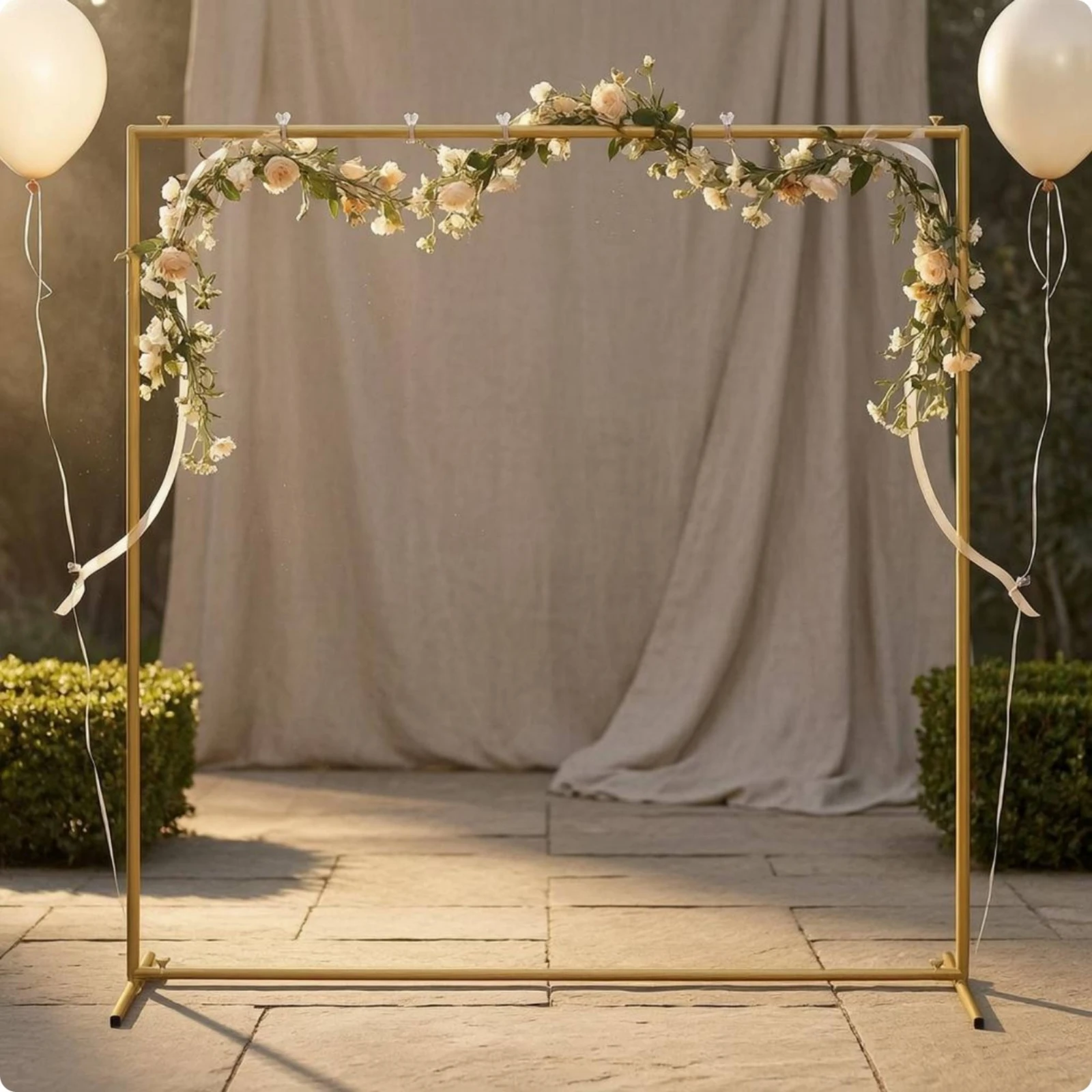 Square Backdrop Frame Event Display Metal Backdrop Stand Freestanding Frame Sturdy Gold Balloon Arch Stands for Parties, Events - view 5