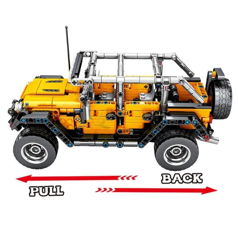 Technical Jeeps Wrangler 601pcs Building Block Assembly Model Pull Back Vehicle Bricks Educational Toy For Gifts