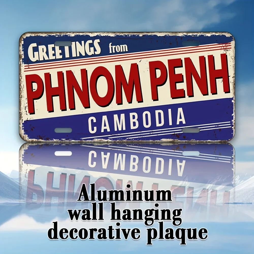 Greetings from Phnom Penh Cambodia AL Sign - Vintage Durable Metal Plaque Wall Decor, Home Office Bar Man Cave Wall Art