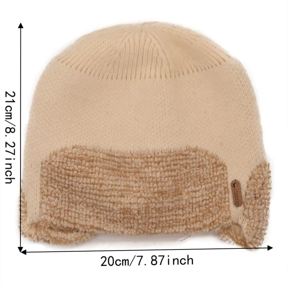Geschenk Warme Strickmütze Kältebeständige Klassische Ohrenklappmütze Pullover-Design Winddichte Mütze Winter Herbst – Detail 1