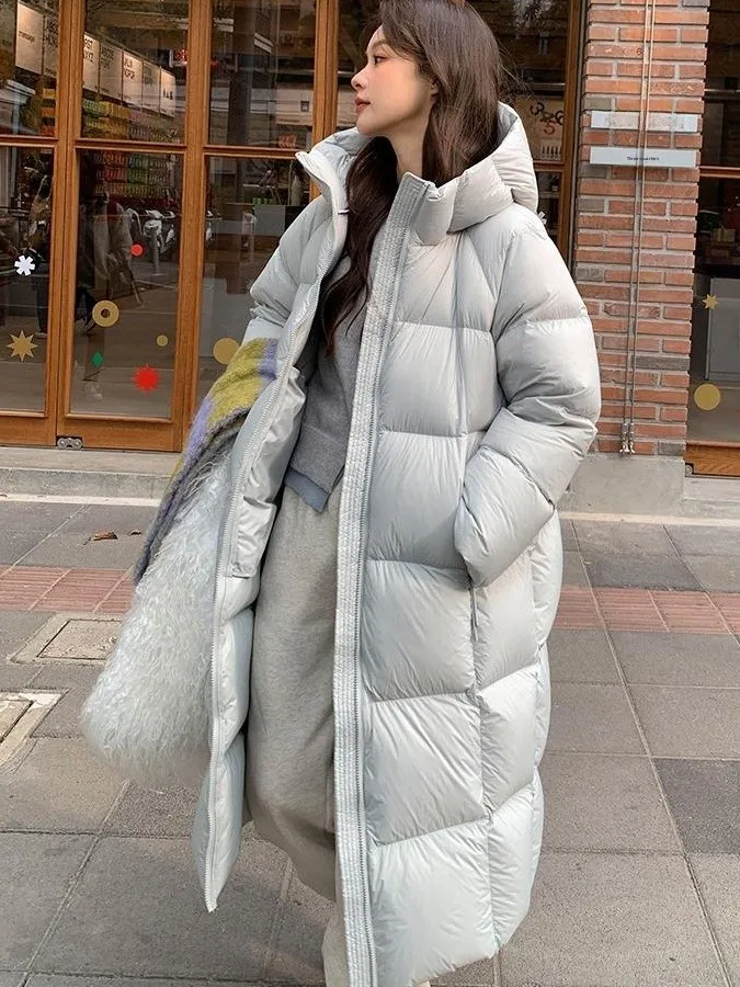 

Faionable Couple's Plaid Hooded Long Cotton Jaet Women's Korean Sle Warmth Outerwear Winter New Arrival