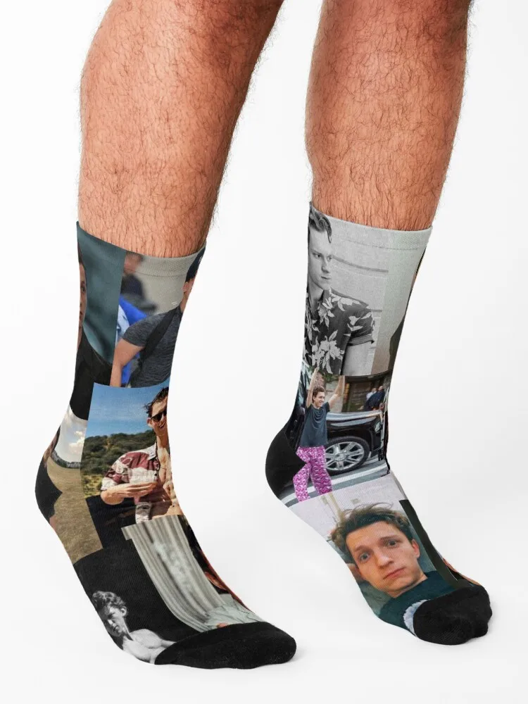 Tom Holland collage Socks Non-slip new in's moving stockings japanese fashion Socks Male Women's