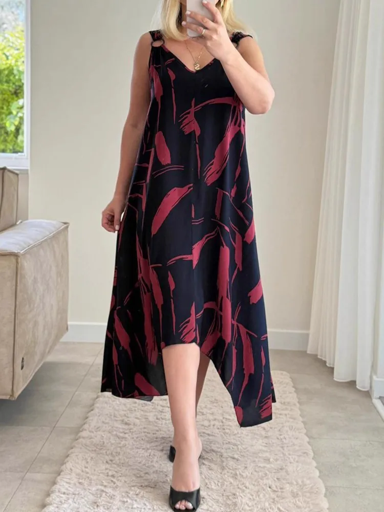 

3XL 4XL Plus Size Clothes Dresses Women Cascading Ruffle Robes Summer Autumn Print Loose Street Style Casual Big Size Midi Dress