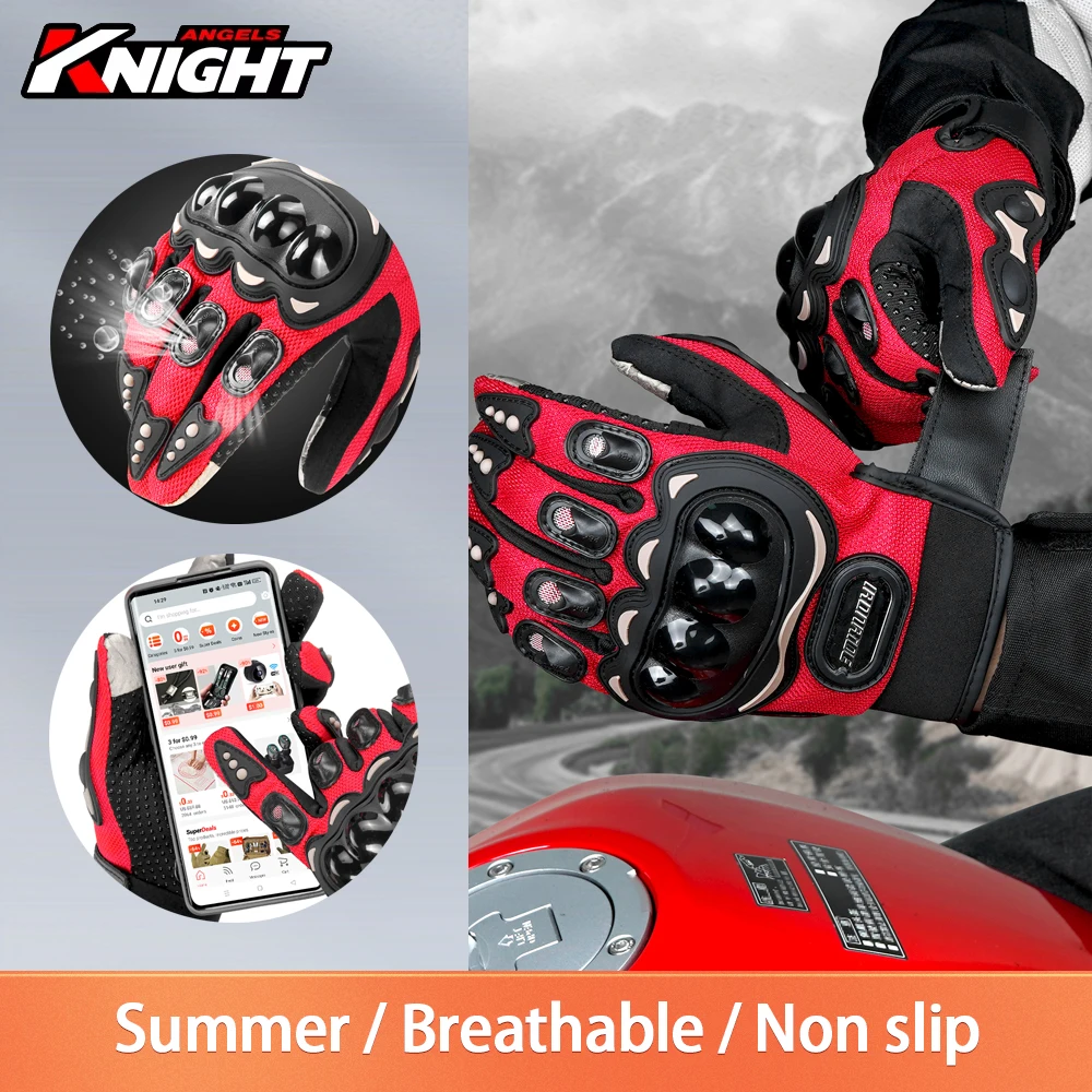 

Men's Summer Motorcycle Gloves Touch Screen Outdoor Motocross Non-slip Riding Gloves Motorbike Full Finger Gloves Wear-Resistant