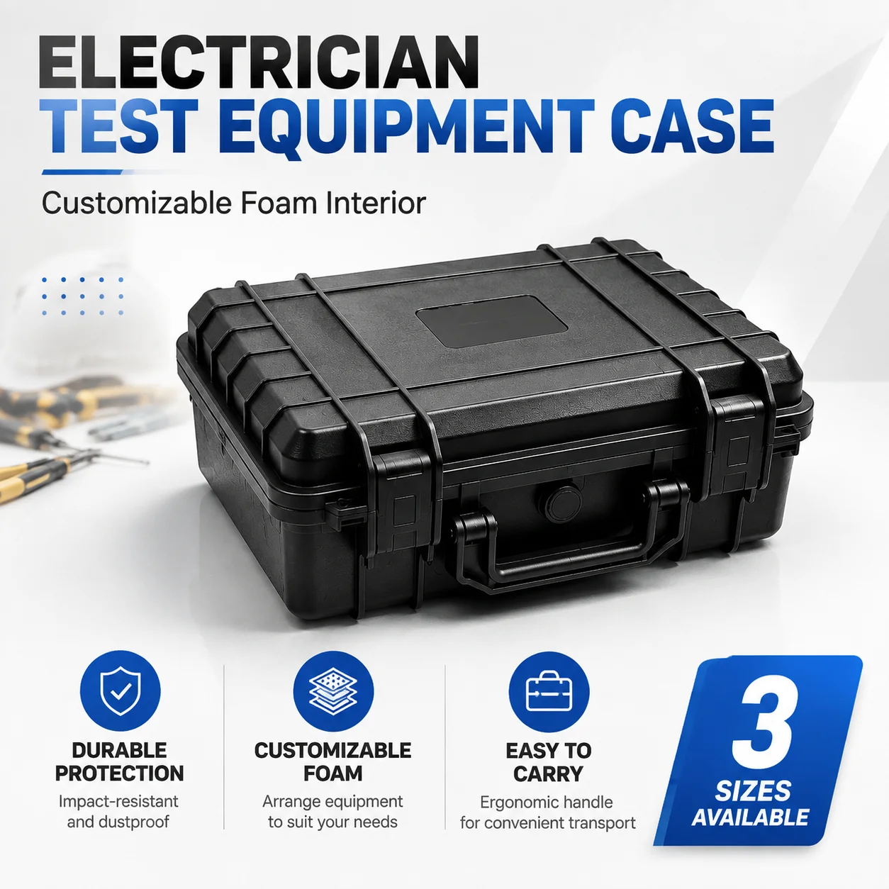 HVAC Diagnostic Tool Case with Customizable Foam Multiple Sizes Portable Equipment Storage for Meters Probes Service Accessories