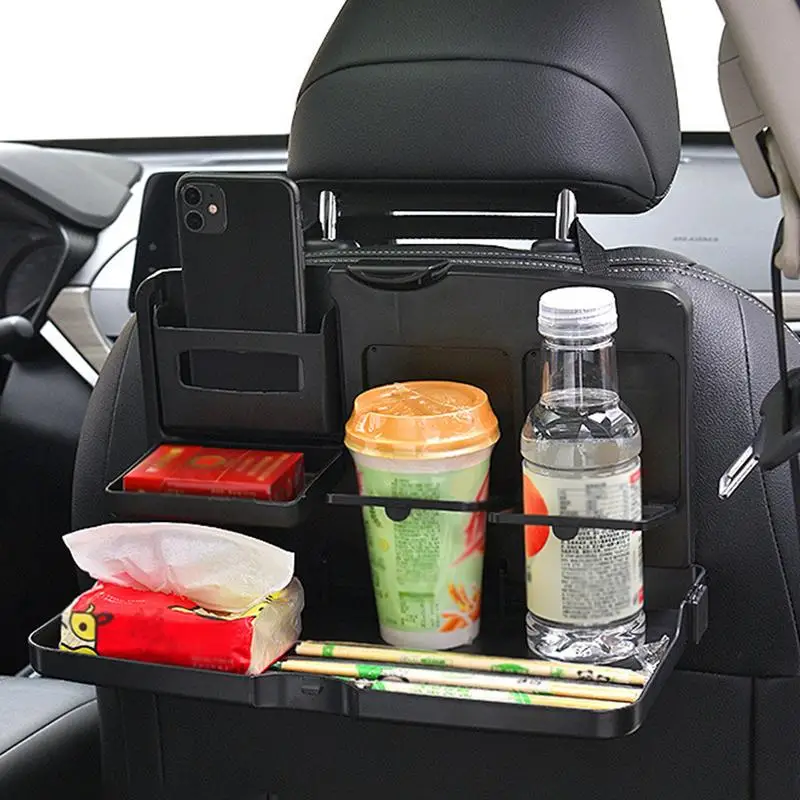 Bandeja de asiento trasero de coche, mesa plegable de comedor automático, bandeja de comida para asiento trasero de coche, taza de bebida, soporte para teléfono celular, estante, accesorios interiores de coche