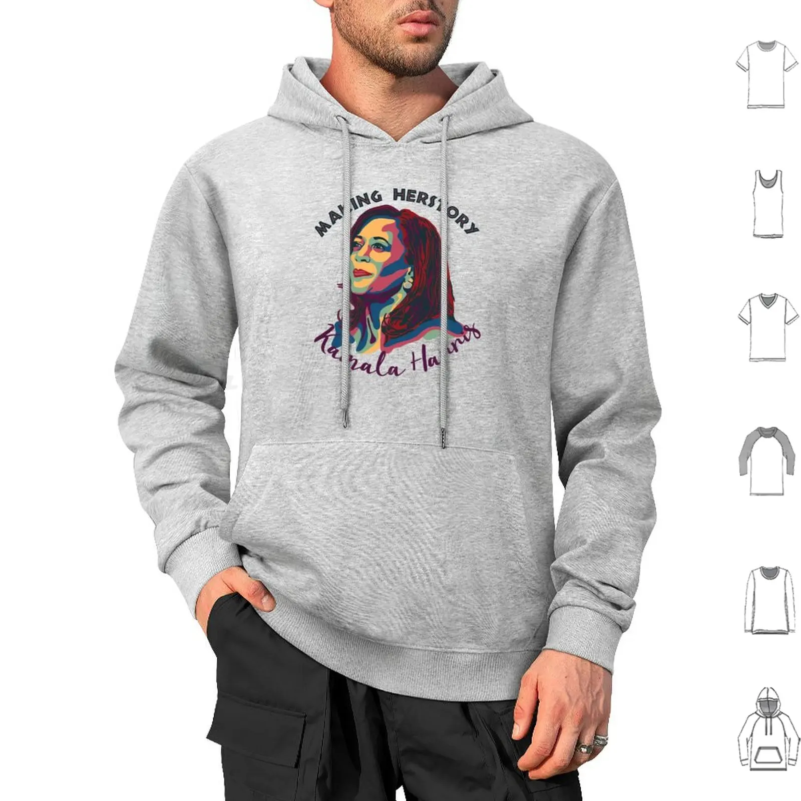 Kamala Harris-Making Herstory Sudadera con capucha de algodón de manga larga Feminismo feminista Kamala Kamalaharris Harris Herstory Veep