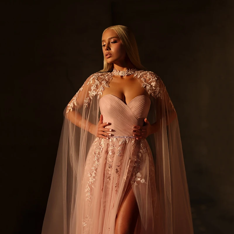 Thinyfull 2026 Prom Evening Dresses A-Line Sweetheart Appliques Shawl Tulle Party Dress Formal Cocktail Prom Gowns Customized