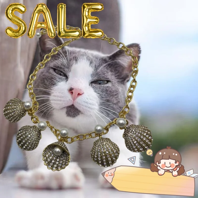 

2025 New Idyllia Necklace Imitation Crystal Pearl Shell Plated Gold Fashion Versatile Cat Accessories Jewelry Gift