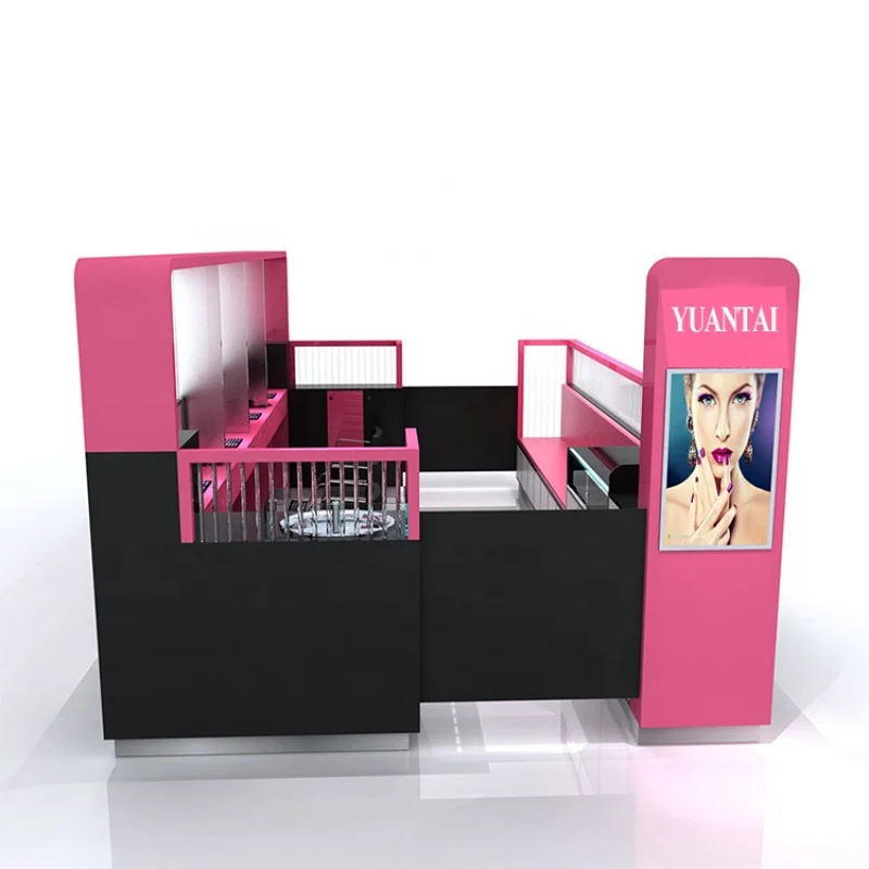 custom.Commercial furniture for cosmetic shop nail kiosk shop fitting joinery standing in shopping mall