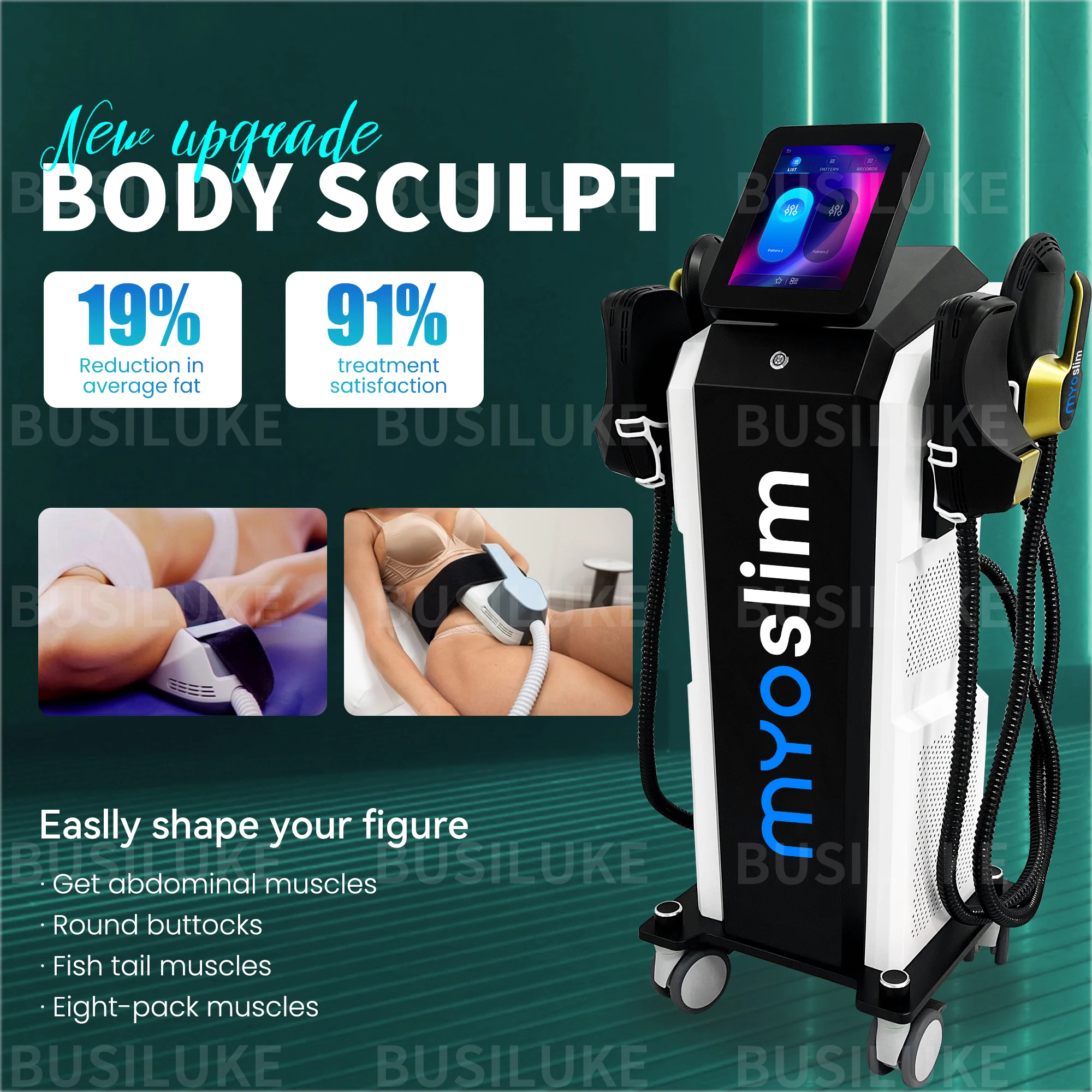 

Аппарат для коррекции фигуры Myoslim EMS 6500w: HI-EMS для сжигания жира, электромагнитной стимуляции мышц и снижения веса