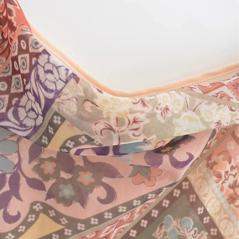 HXAO ロングドレス 2024 夏 レディース セクシー エレガント パーティー 花柄プリントドレス バックレス バタフライ レースアップ ミディ丈 スリップドレス