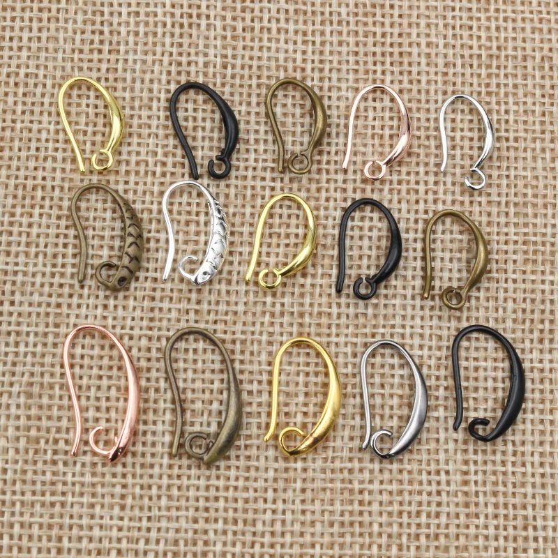 20pcs 3-Styles Gold Bronze Silver Plated Brass French Earring Hooks Wire Settings Base Settings Whole Sale