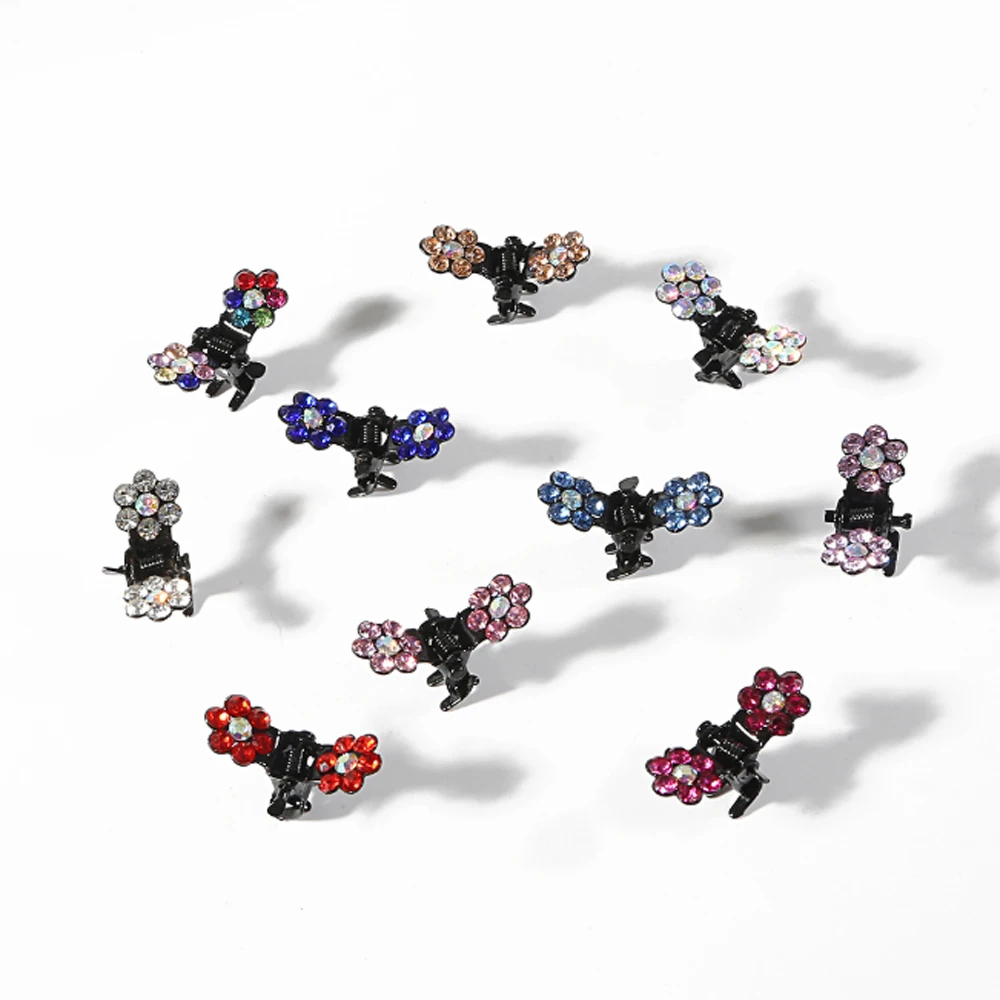 10/20PCS Set Flower Rhinestones Mini Hair Claws Kids Sweet Hairpins Children Fashion Hair Accessories Cute Hair Clip