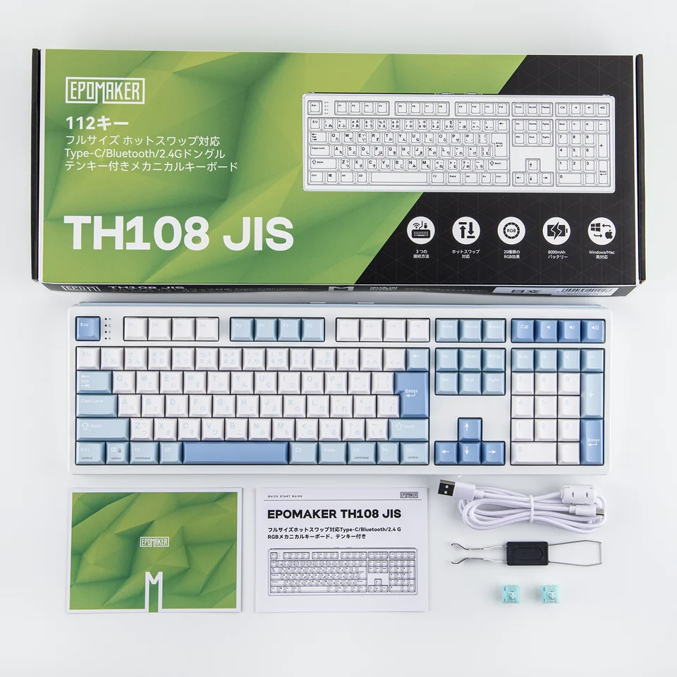 EPOMAKER TH108 JIS配列 メカニカルキーボード 2.4G無線
