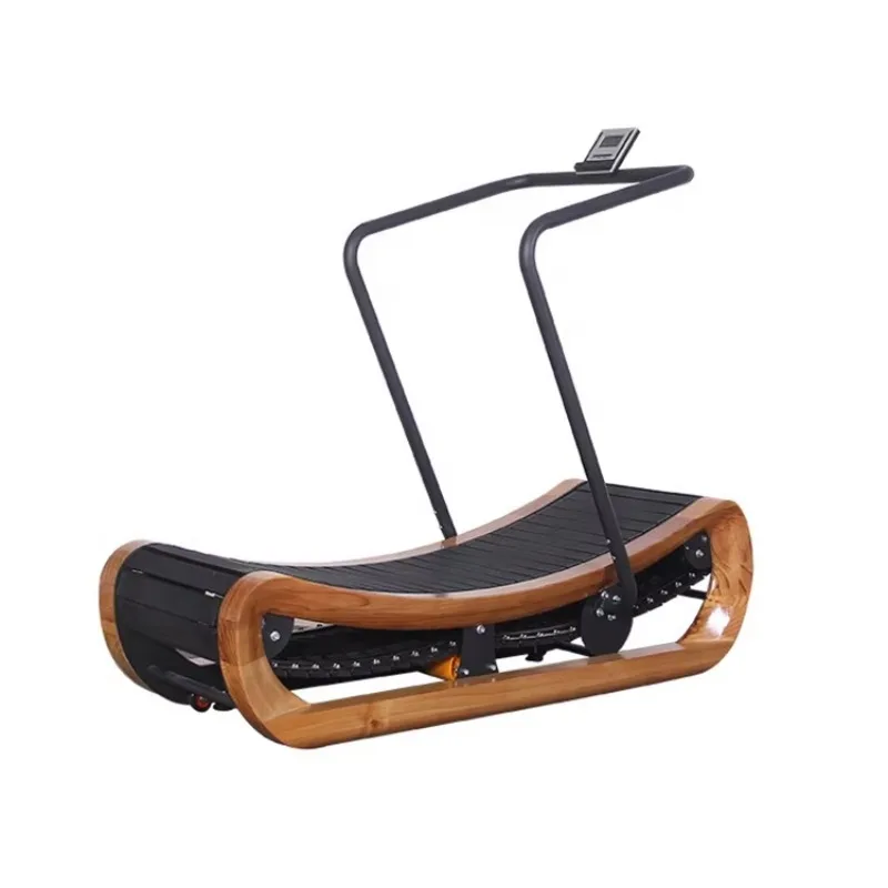 

Беговая дорожка для домашнего фитнеса без двигателя, ручная, из дерева, изогнутая
