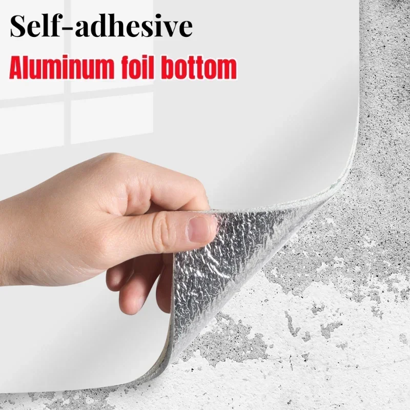 1 لفة من ورق الحائط المصنوع من الرخام الصناعي، ورق جدران سميك قابل للتقشير واللصق، ورق اتصال لامع، ملصقات جدار لديكور المنزل في الحمام #2