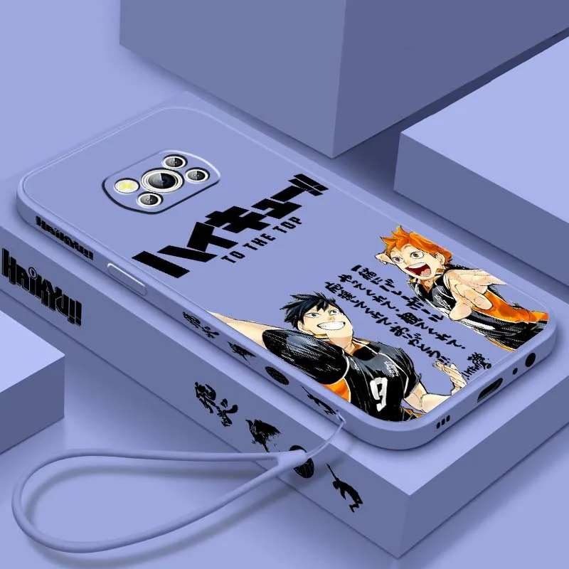 

Anime Haikyuu Hinata Shoyo hot Phone Case For Xiaomi Mi Poco X3 X4 X5 X6 M4 M5 M6 F4 F5 F3 GT Pro 5G Liquid Left Rope Cover