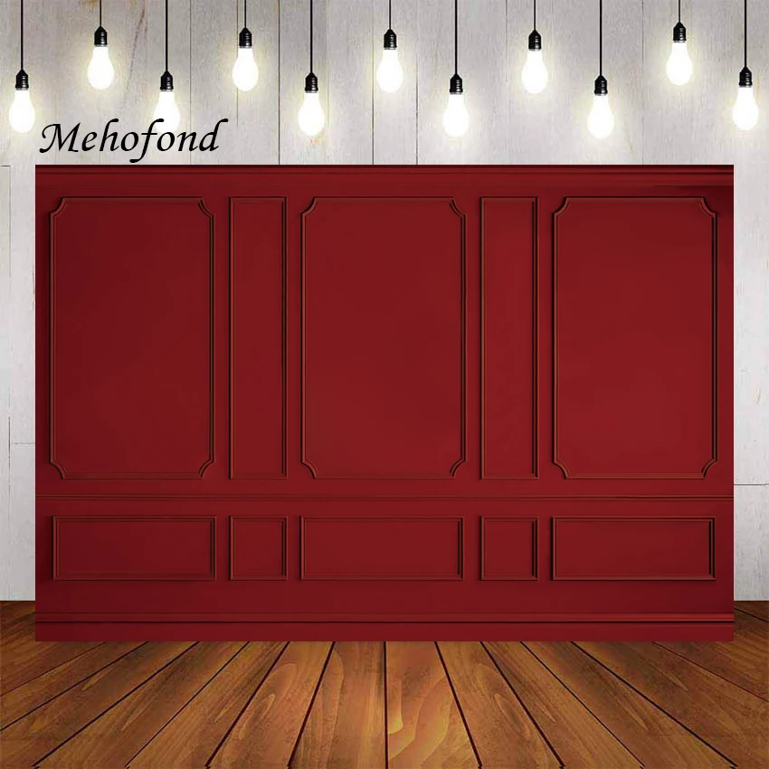 Mehofond Photography Background Christmas Red Wall Interior Xmas Holiday Party Kids Family Portrait Decor Backdrop Photo Studio