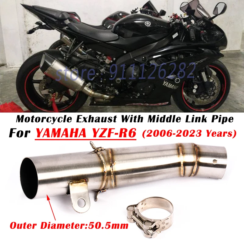 

Slip On For YAMAHA YZF-R6 YZF R6 2006 - 2022 2023 Motorcycle Exhaust Moto Escape System Modified 61mm Muffler Middle Link Pipe