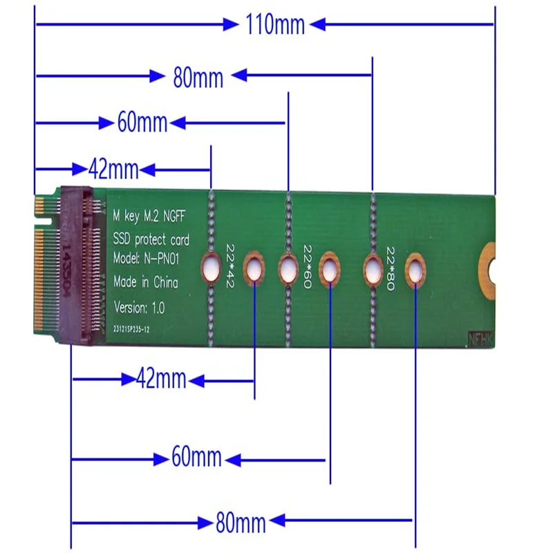 2242 NVMe M.2 NGFF SSD Becomes 2280 22110 Protection  Extension  Adapter Card