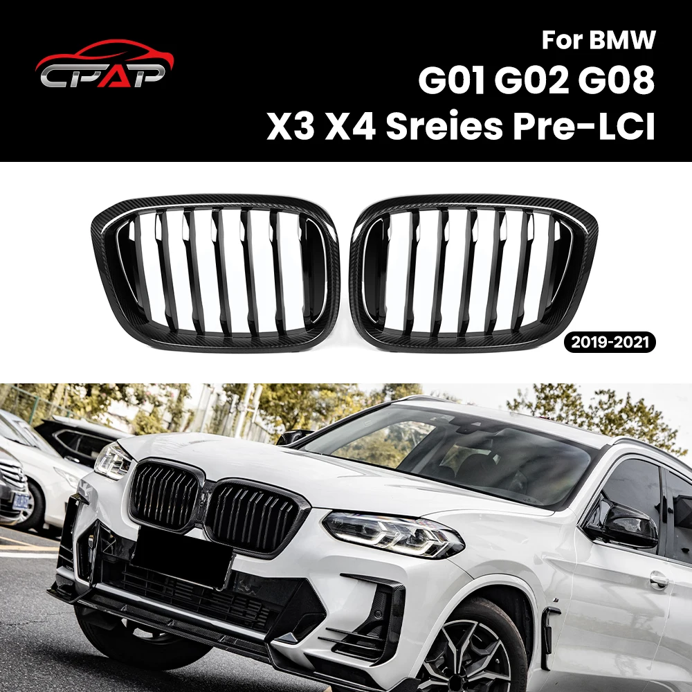 

Real Dry Carbon Fiber Front Car Grills Bumper Kidney Hood Grille Accessories For BMW X3 X4 Series G01 G02 G08 Pre-LCI 2019-2021