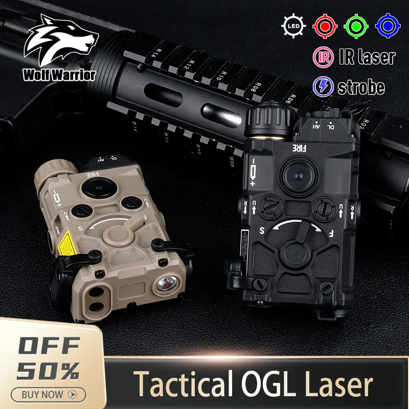 

WADSN Tactic OGL Nylon Plastic Version Red Dot Green Blue IR Laser LED Strobe Flashlight For Airsoft Hunting Weapon Light