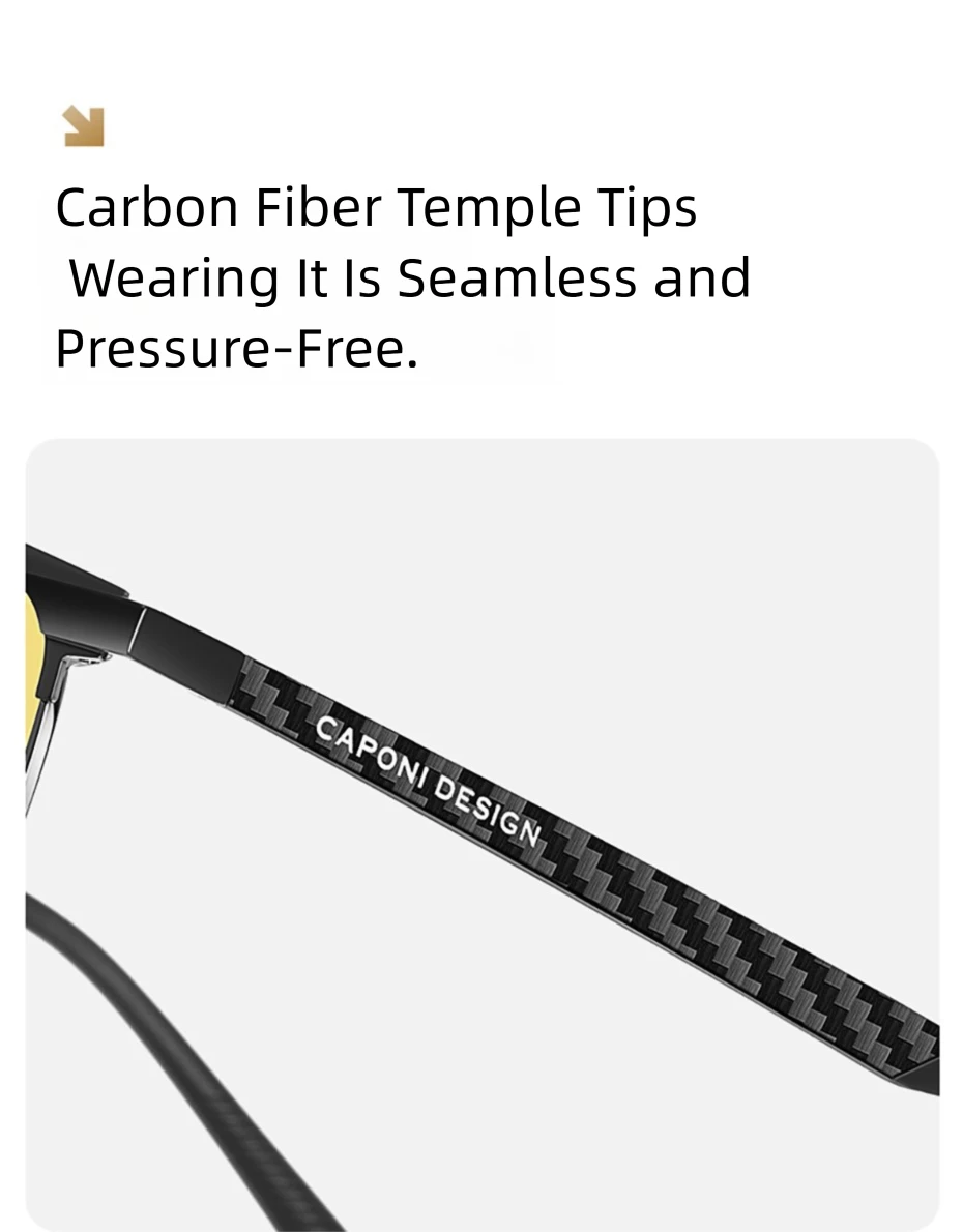 CAPONI Night Vison Männer Sonnenbrille Neue Nacht Fahren Carbon Faser Original Photochrome Braun Sonnenbrille Gelb Shades BSYS28753 – Detail 15