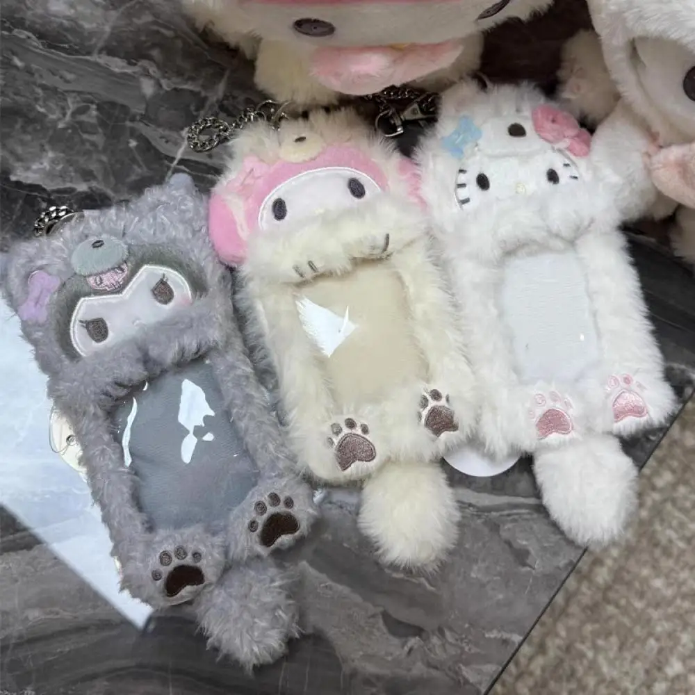 Melody Kuromi Dog Dress Up Card Holder Sanrio plush fabric Bus star card protective cover Key Chain backpack Pendant Girl gift