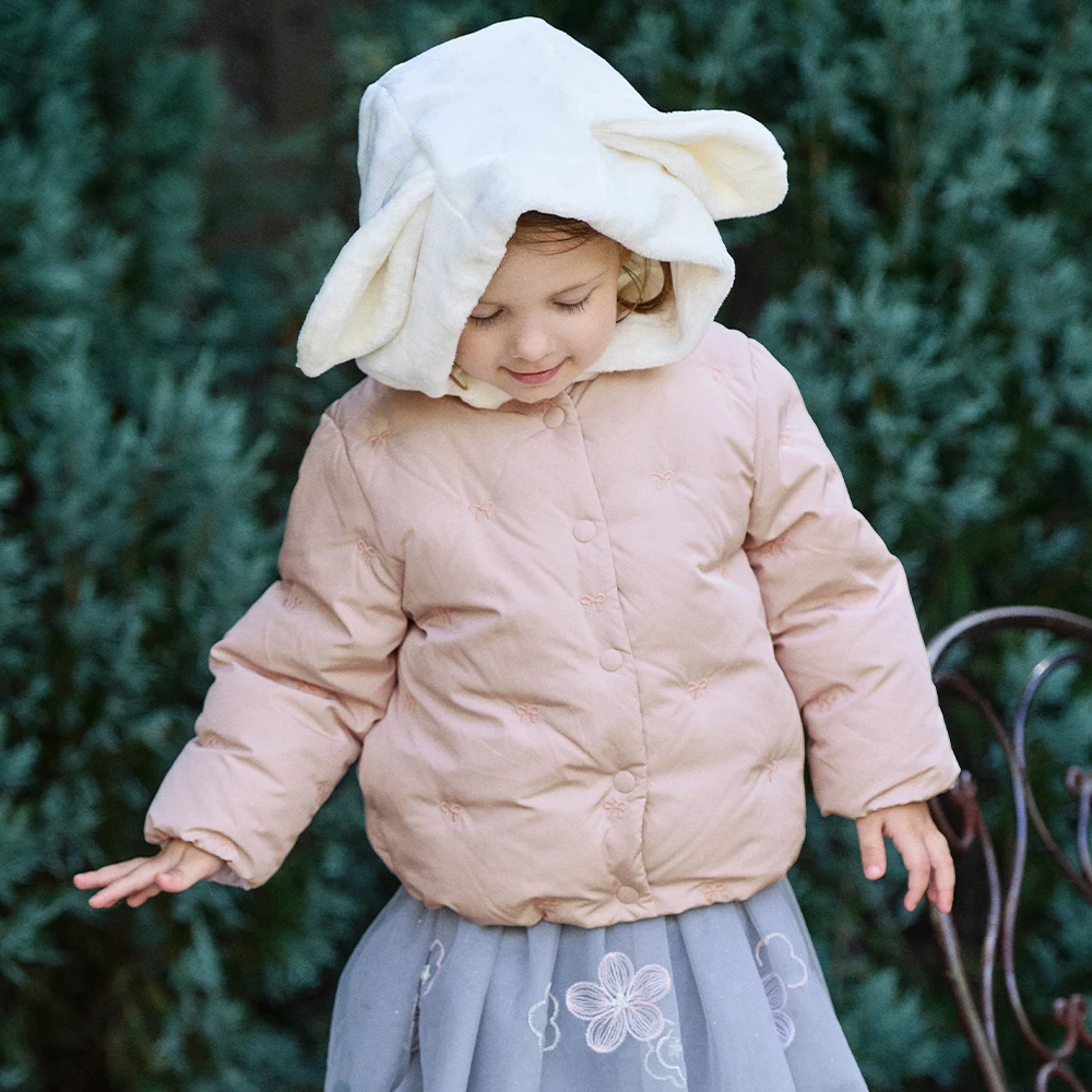 Dave Bella Girls White Down Parka Jacket Children Winter Warm Pink Down Coats Waterproof Outwear Clothes DB4264650