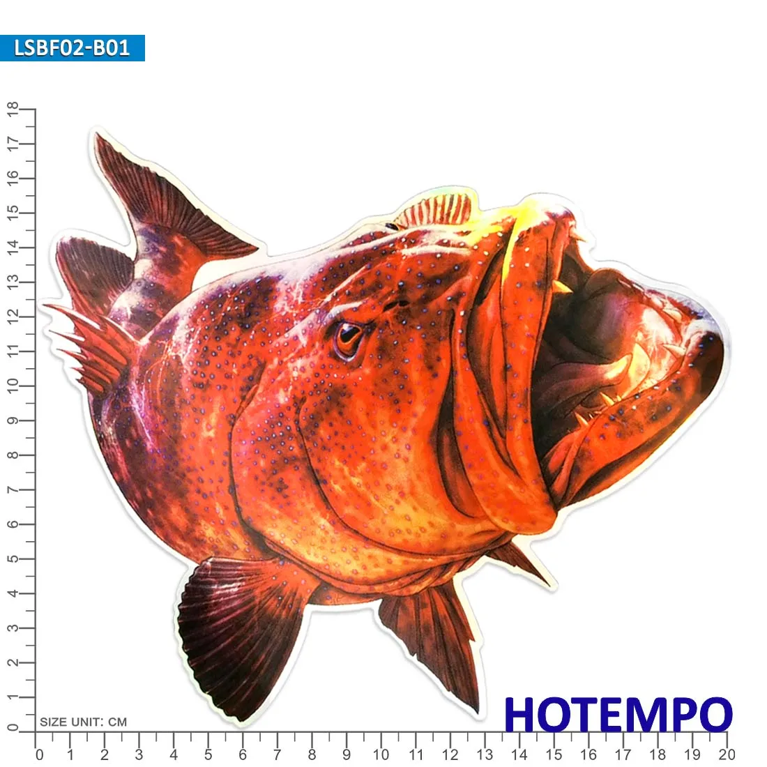 20cm Big Sea Fish Stickers Laser Glossy Style Bass Perch Fishing Trip for Fisherman Boats Laptop Luggage Car Waterproof Sticker