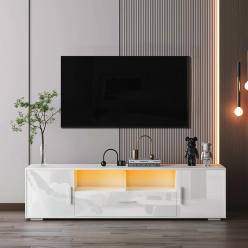 QuickassembleFashionTVstand,TVCabinet,entertainment center TV station,TVconsole,console with LED light belt,white