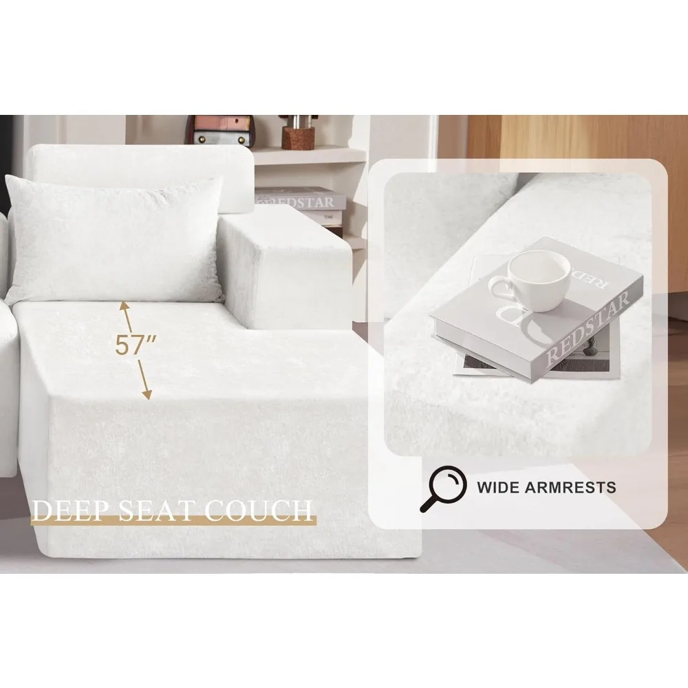 قسم أريكة معيارية على شكل حرف L لغرفة المعيشة - أريكة مريحة ذات مقاعد عميقة، جاهزة للاستخدام، لا حاجة للتجميع #5