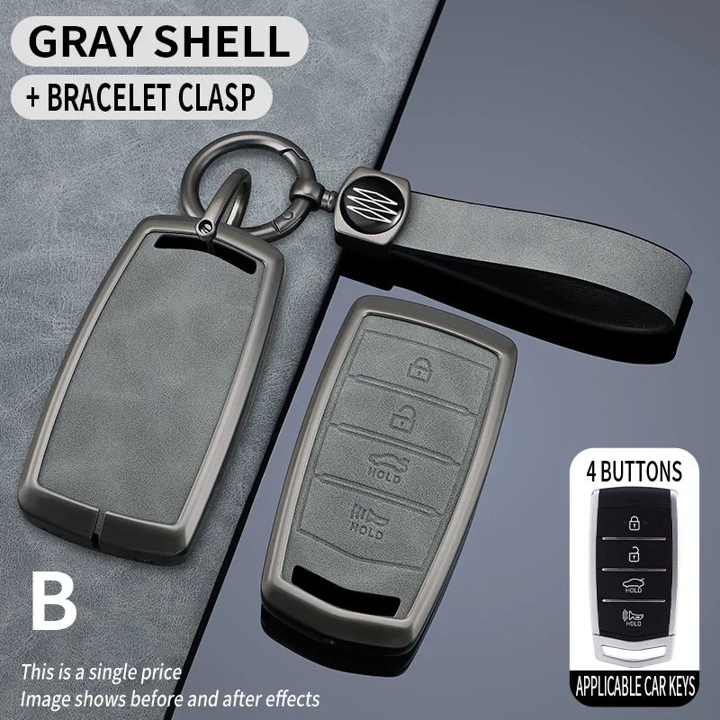 

Zinc Alloy 4 Bottons Smart Remote Key Bag Shell for HYUNDAI Genesis G70 G80 EQ900 G90 Car Key Case Fob Cover Protector