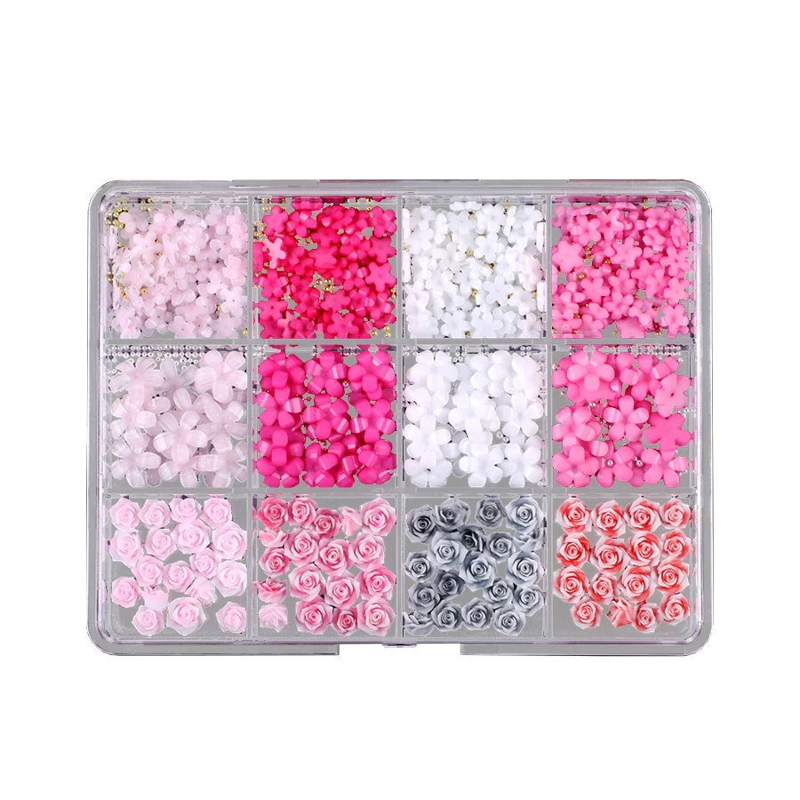 Mélange de strass pour ongles, perles nacrées 3D avec ruban, breloques en forme de cœur pour décoration créative des ongles, 12 pièces