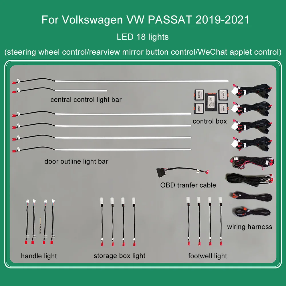 Car ambient light For Volkswagen VW PASSAT 2019-2021 Interior Door Handle Decorative lighting 64-color Atmosphere lamp