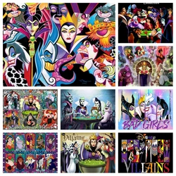 Disney złoczyńcy Maleficent Cruellal Ursula diamentowe malowanie Cross Stitch Art zła królowa bajka kreskówka rękodzieło prezent wystrój