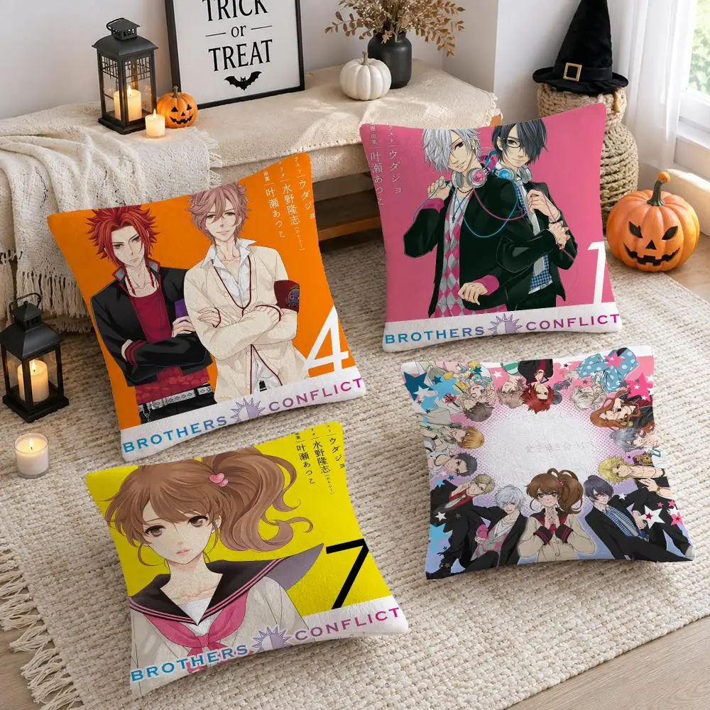 Anime B-Brothers Conflict Cushion Cover Soft Plush Cushion Case Throw Pillowcase Cozy Home Sofa Bed Living Room Decor