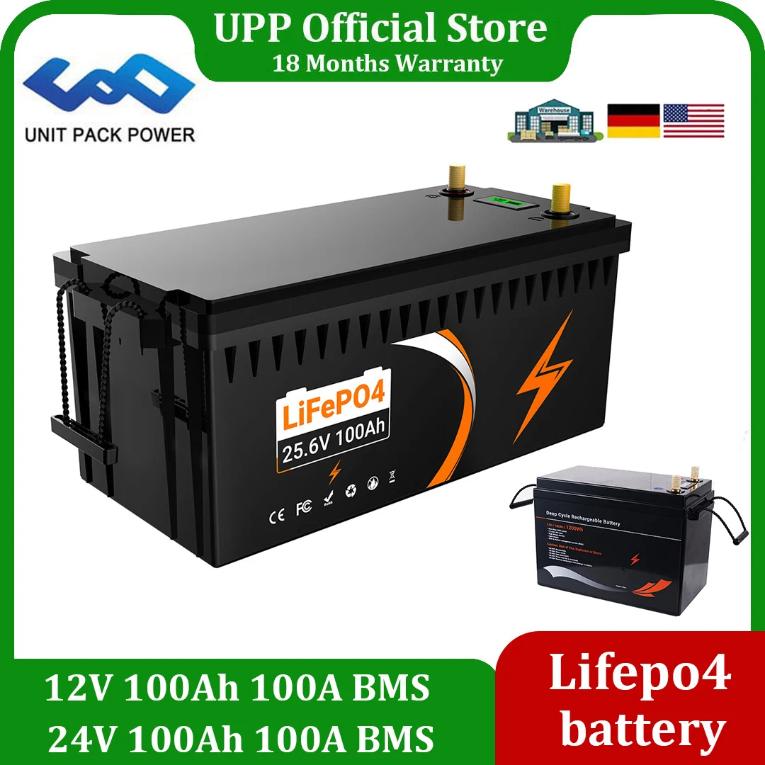 

LifePo4 Battery 12V 24V 100Ah Lithium Iron Pack 48V 50Ah with BMS for 0-1800W Home Energy Storage/Trike/Go-Kart/Backup Power