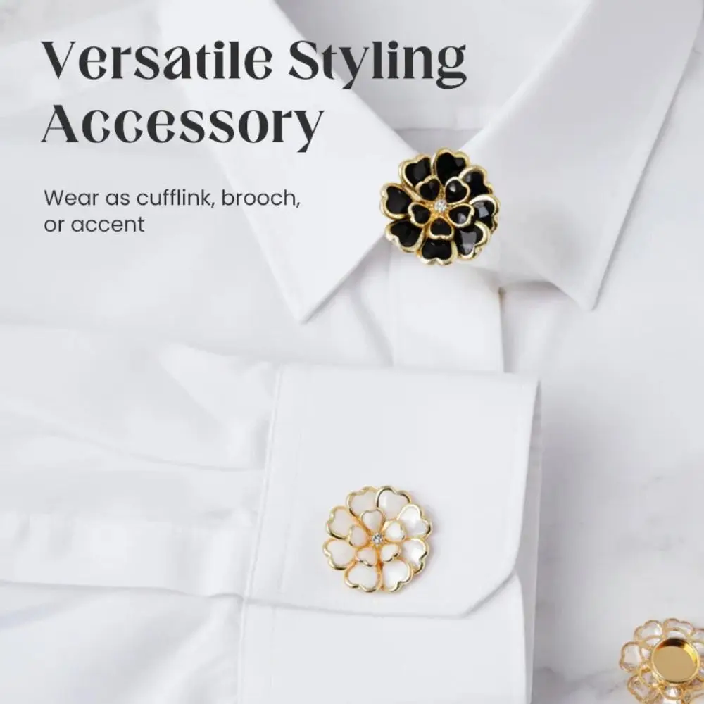 1pc Gifts Transparent Rhinestones Floral Cufflink Brooch Buckle Clothing Accessories Button Covers DIY Dripping Enamel Cufflinks